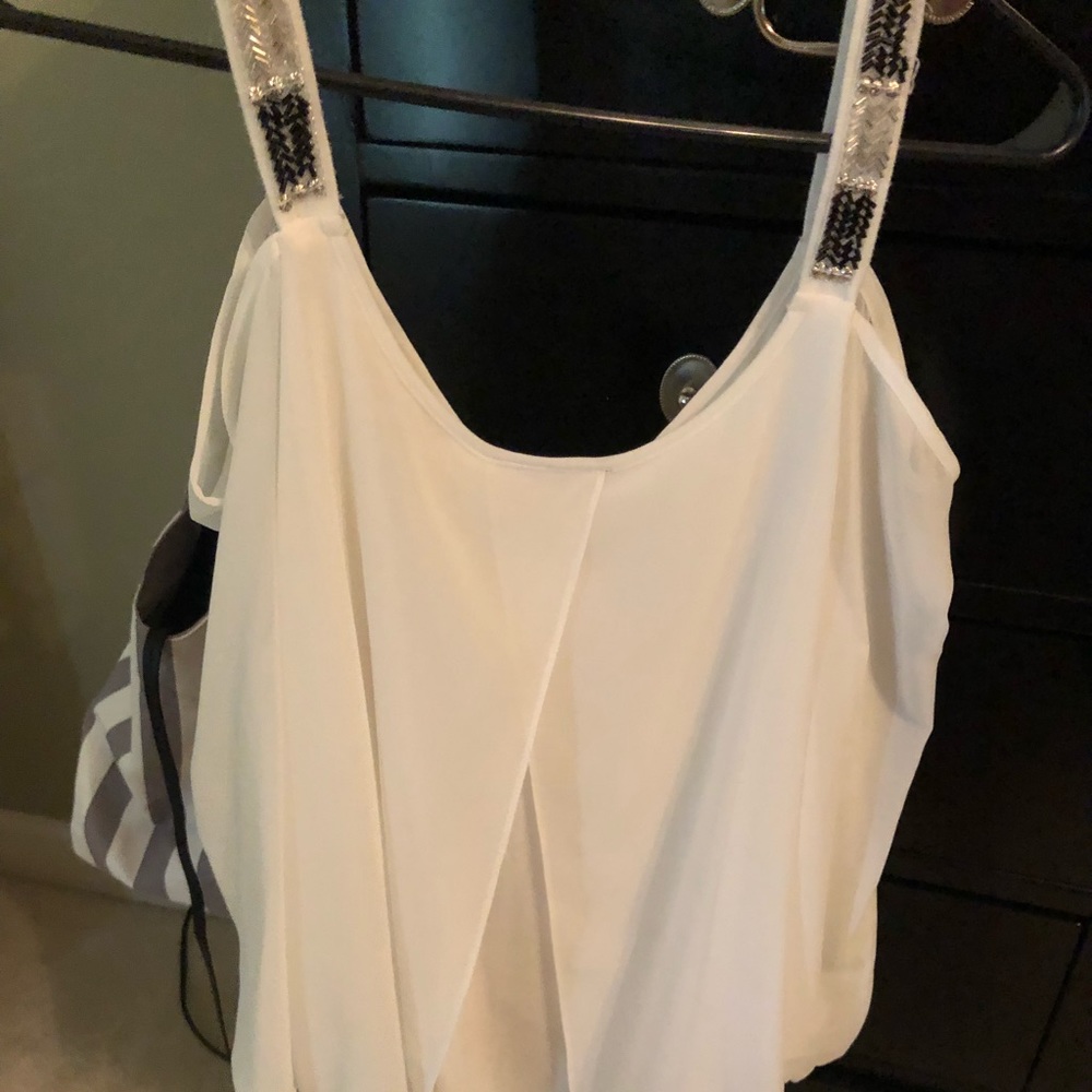 White cold shoulder shirt
